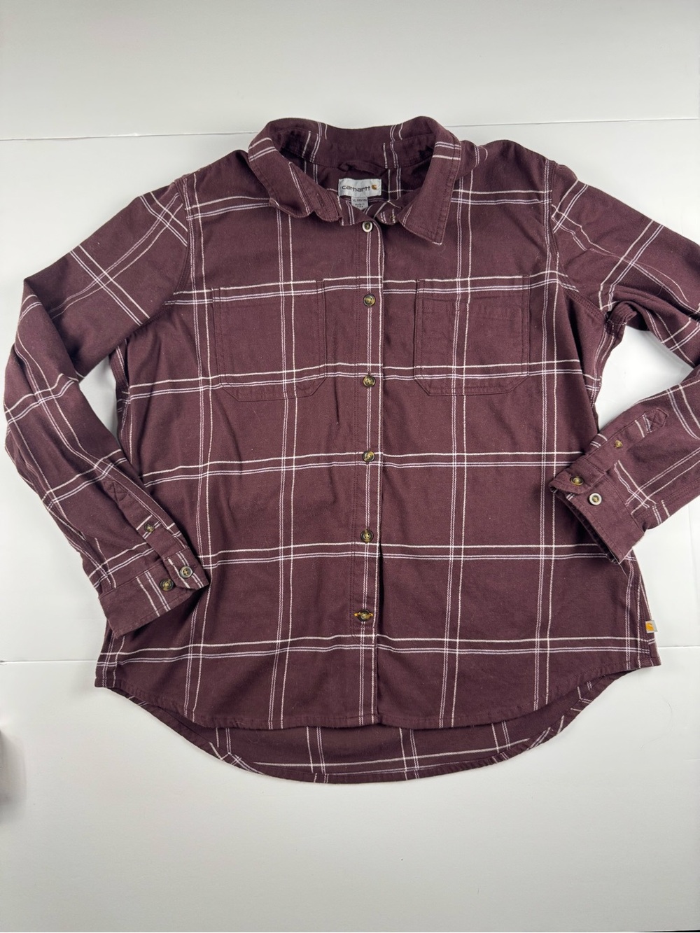 Carhartt Women's Maroon Plaid Button-Up Shirt